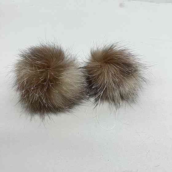 Помпон из натурального меха блюфрост 10-12 см Рыжий Харьков
