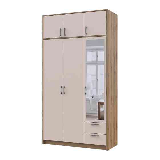 Шафа для одягу Doros Ронді з антресоллю і дзеркалом Дуб Артизан/Кашемір 3ДСП 121х52х236 DRS-011679 (80737821) Львів