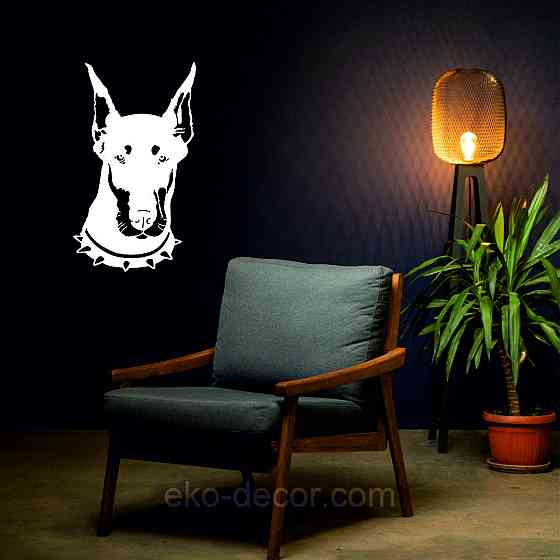 Декоративное настенное Панно «Доберман», Декор на стену 90*52 см, Белый Киев