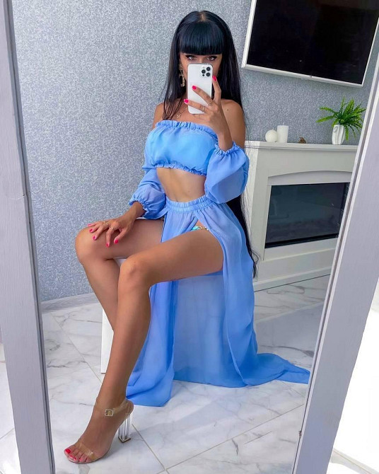 Женский яркий пляжный костюм двойка: топ и штаны шифон Одесса - изображение 2