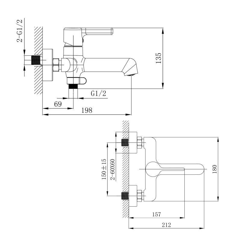 Смеситель для ванны c душевым гарнитуром Qtap Cardinal QTCAR259CRM45656 Chrome Харьков - изображение 2