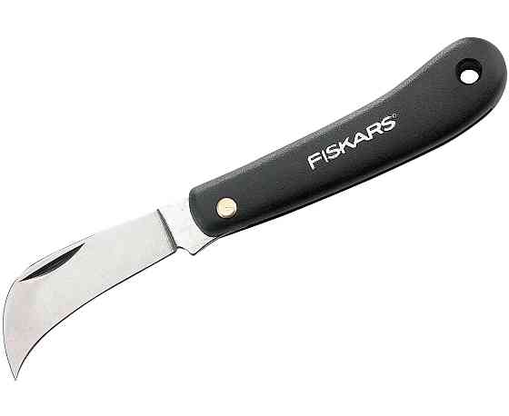 Складаний вигнутий Ніж для прищеплення рослин 17 см Fiskars "K62" (125880/1001623) Нержавіюча сталь Нововолинськ