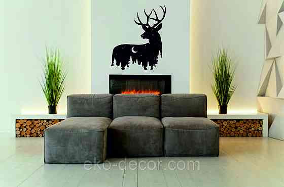 Декоративное настенное Панно «Новогодний олень» Декор на стену 110*92 см, Черный Киев