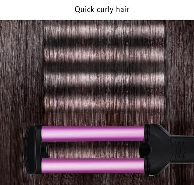 Подвійна плойка-хвиля для волосся з керамічним покриттям, терморегулятором та безпечним наконечником Одеса - фото 8