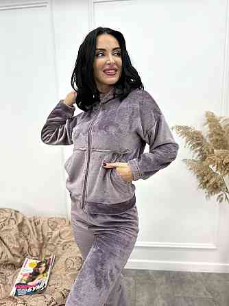 Махровый женский костюм-пижама Palmira батал 54-56, Лиловый Киев