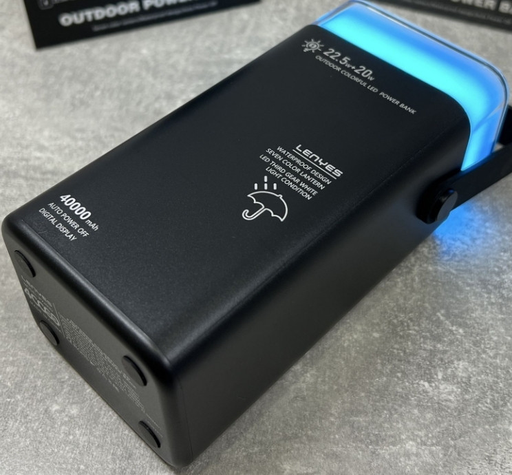 Павер банк Lenyes 40000mAh RGB підсвітка Київ - фото 2