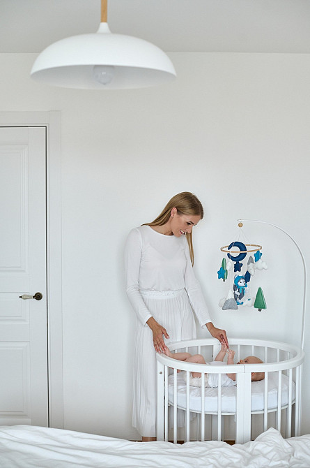 Дитячий мобіль на ліжечко для немовлят WooolyWool «Вовчик на лижах» Київ - фото 9