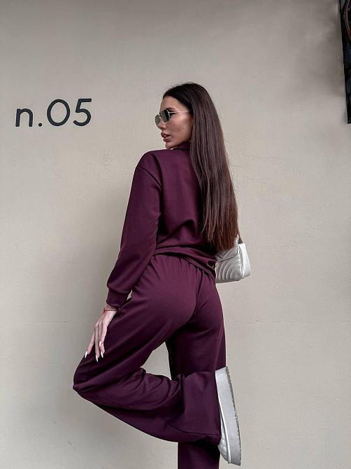 Жіночий базовий прогулянковий костюм на осінь щільний джерсі Винний, 44/46 Одеса - фото 4