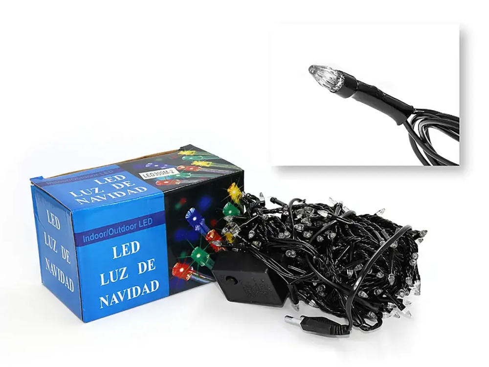 Гирлянда черный провод прозрачная конусная лампа 100LED (микс) LED100M-2 для дома и улицы Одесса - изображение 1