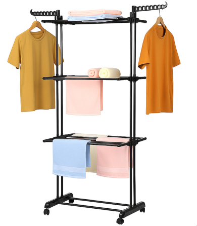 Складная вертикальная сушилка для белья (72 × 64 × 170 см) 3 уровня + 1 для обуви, Черная Киев