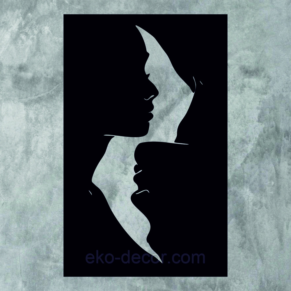 Декоративне настінне 3D Панно «Силует пари», Декор на стіну з об'ємом 110*68 см, Чорний Київ - фото 7