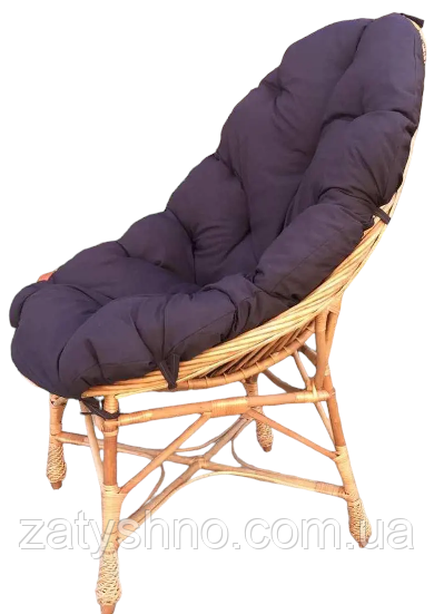 Крісло плетене велике з коричневою накидкою Київ - фото 1