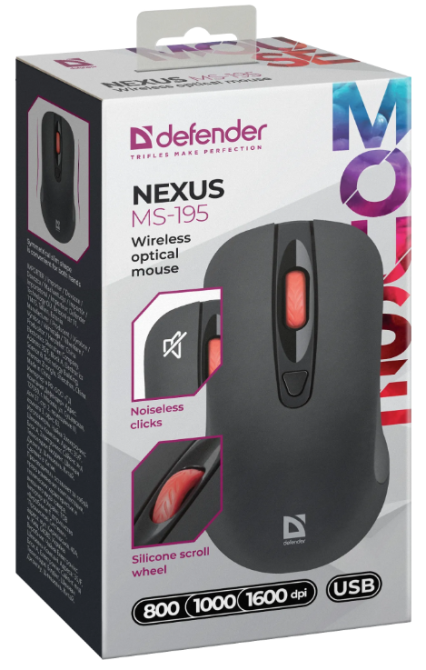 Миша Defender Nexus MS-195 Black (52195) (7153543) Київ - фото 7