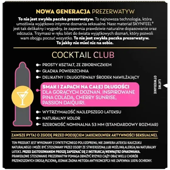 Презервативи SKYN Cocktail Club 3 шт, смаки Pina Colada, Cherry Sunrise та Passion Daiquiri Львов