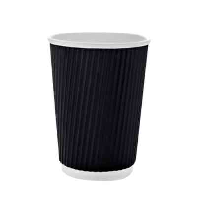 Стаканы одноразовые Romus гофрированные черные 340 мл 20 шт. (00489) Винница