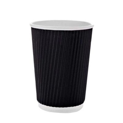 Стаканы одноразовые Romus гофрированные черные 340 мл 20 шт. (00489) Винница - изображение 1
