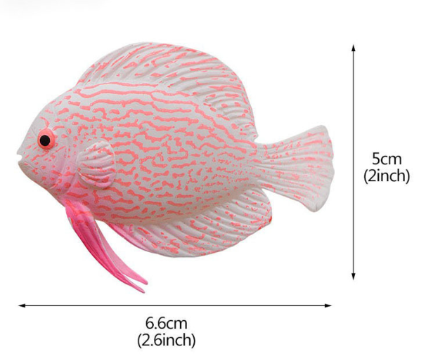 Рибка Тропічна, рожевого кольору, силіконова та люмінісцентна (в темряві світяться), декор в акваріум), розмір 5*6 см Київ - фото 2