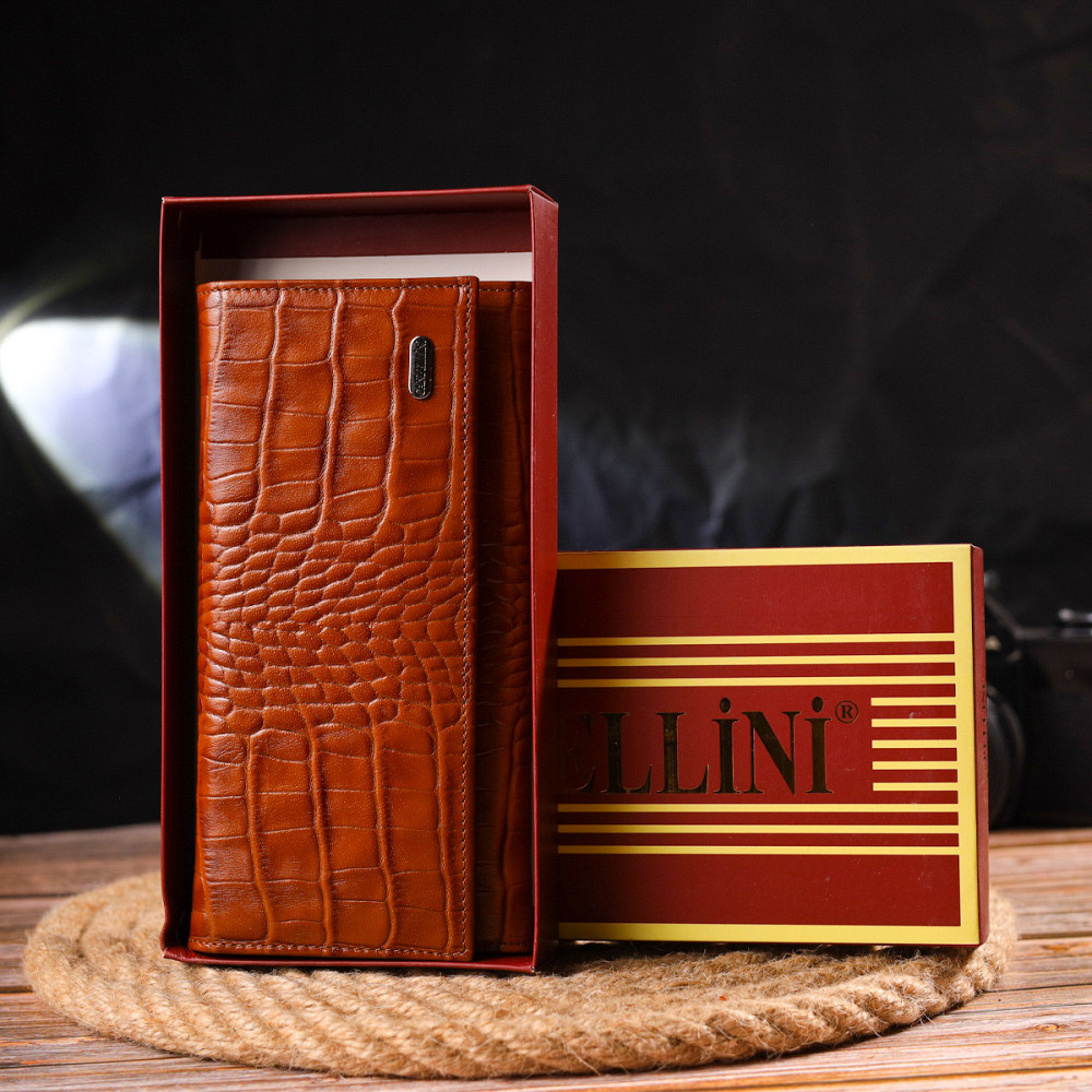 Жіночий шкіряний гаманець для карток купюр та монет CANPELLINI 21528 Рудий Київ - фото 10