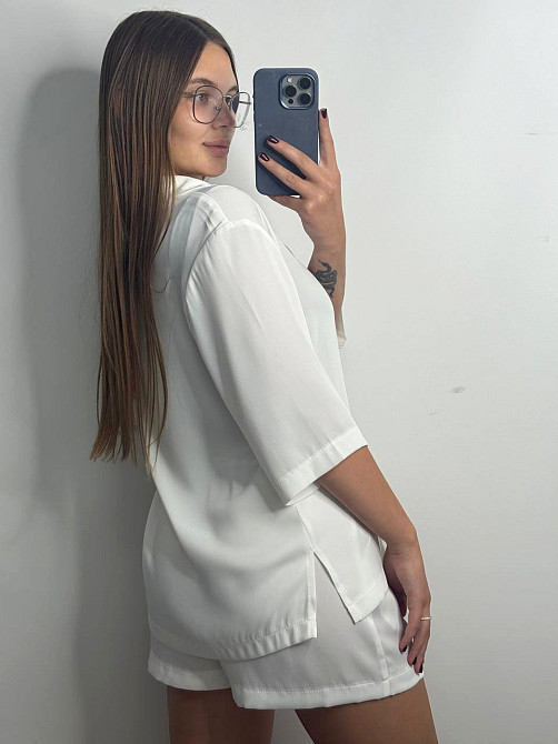 Жіночий костюм-двійка із сатину Айворі XL-2XL Харків - фото 5