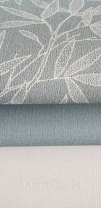 Шпалери вінілові на флізеліні метрові Rasch Novella 1,06х10 листя гілки матові білі на бірюзове сірком Київ - фото 3
