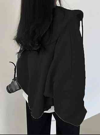 Женская укороченная оверсайз худи на молнии с капюшоном двунитка Одесса