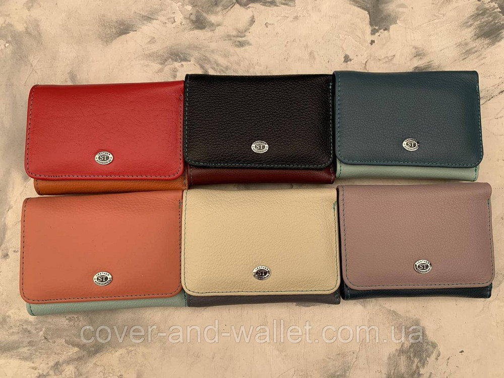 Темно-розовый женский кожаный кошелек на магнитах маленького размера ST 403-1 Киев - изображение 8