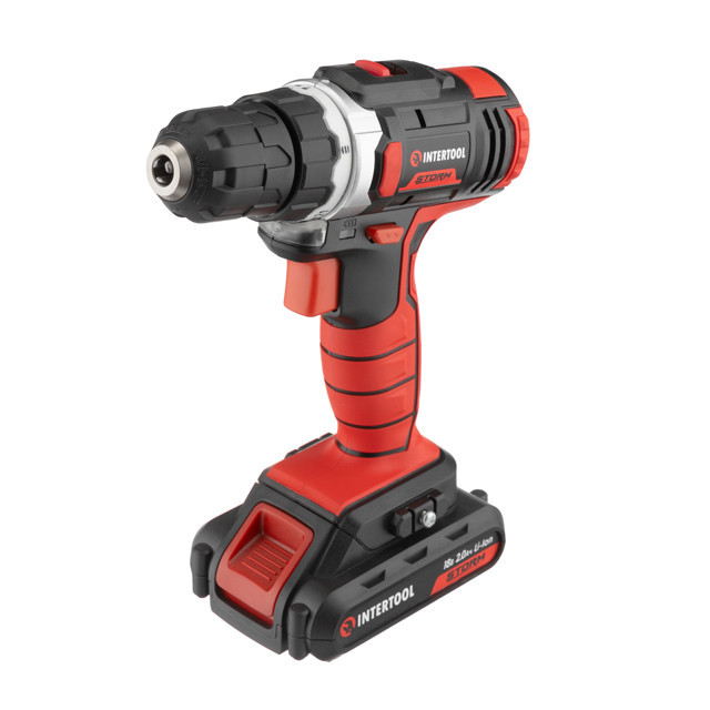 Дриль-шурупокрут акумуляторний, Li-Ion, 18 В, 25 Nm, 0-400/0-1500 об/хв, 1,3 Аг INTERTOOL WT-0313 Київ - фото 1