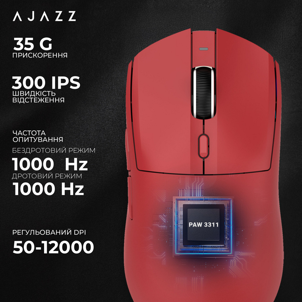 Миша бездротова Ajazz AJ139 V2 Red (AJ139-V2-MC-R) ( 15660 ) Харків - фото 10