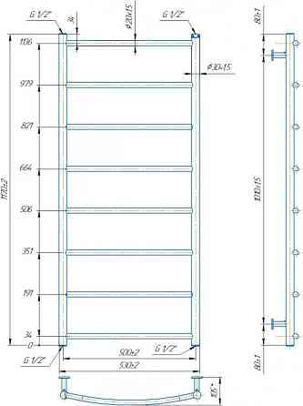 Водяной полотенцесушитель Mario  INOX Классик HP 1170х530/500 Киев