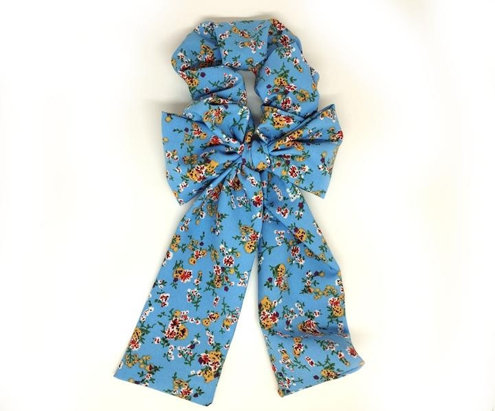 Резинка бант Твилли синий в цветок Киев - изображение 1