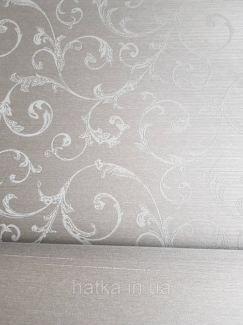Шпалери текстильні еко 0.53х10.05 Rasch Textil Valentina класика завитки вензелі структурні сіро-зелені Київ - фото 2