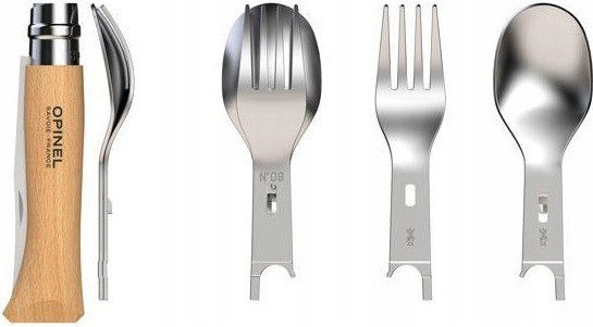 Набор 3в1 Складной Нож - Ложка - Вилка + салфетка для Opinel No.8 