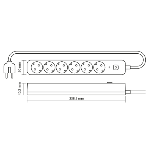 Мережевий подовжувач із заземленням 6 розеток 3м з кнопкою чорний VF-PD63G-B Oncord Videx Житомир - изображение 7
