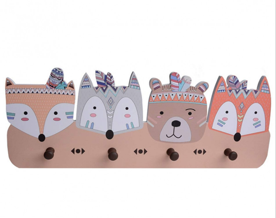 Дитяча настінна деревяна вішалка Лісові друзі Вінниця - фото 1