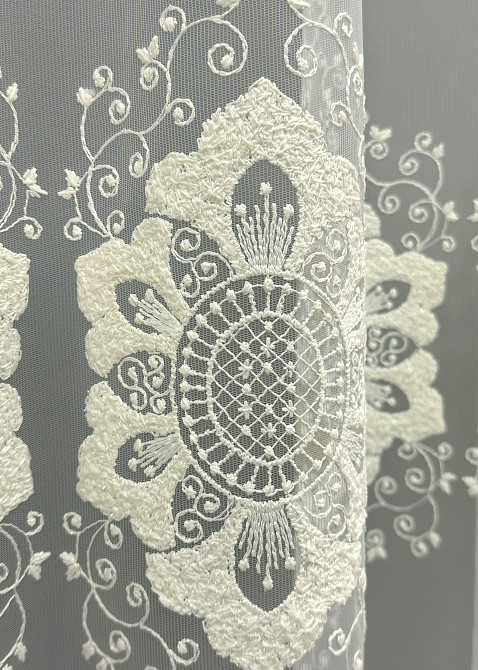 Тюль фатин с вышивкой и люрексом Цвет молочный 1850т Киев - изображение 4