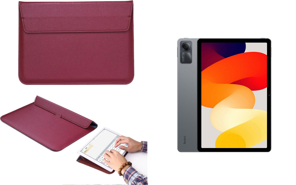 Чохол-конверт VitoCase для Xiaomi Pad 6 SE, з функцією підставки для планшета Бордовий Київ - фото 1