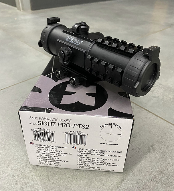 Коллиматорный прицел KONUS SIGHT-PRO PTS2 3x30 (призматический), 2.8 MOA, красная / синяя точка Solmir Киев - изображение 2