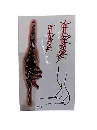 Наклейки тату Хелловін 10 на 6 см червоний Київ