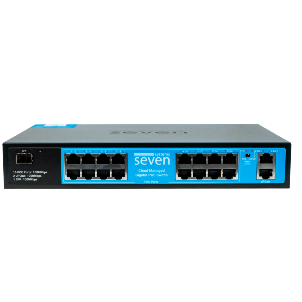 Хмарно керований гігабітний 19-ти портовий PoE комутатор SEVEN GPS316 (Cloud POE: 16G, UP: 2G+1SFP) Київ - фото 2