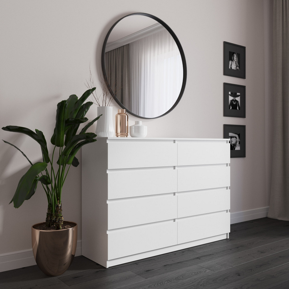 Комод VAYS R-8 Білий, 8 шухляд без ручок, ЛДСП, 140×40×98 см – для спальні, вітальні, передпокою Львів - фото 1