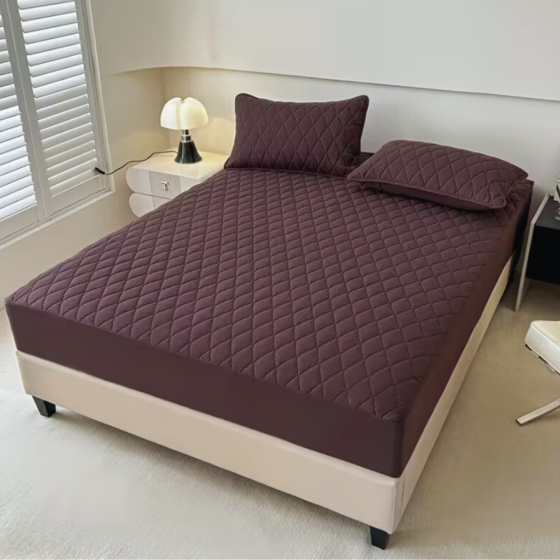 Набор 3в1 простыня двуспальная 180х200 см наматрасник и наволочки для подушек 2 шт 48х74 см водонепроницаемый для кровати Каменец-Подольский