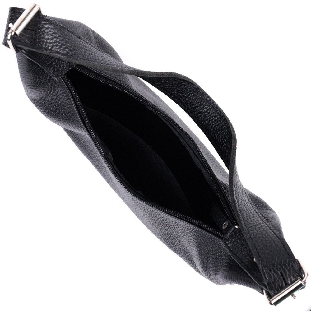 Сумка багет з регульованим ременем із зернистої натуральної шкіри Чорна (SHVIGEL) Київ - фото 1