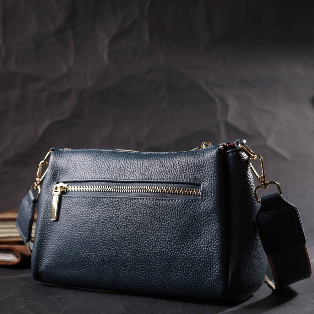 Женская практичная сумка через плече из натуральной кожи Vintage 22287 Синяя Киев - изображение 10