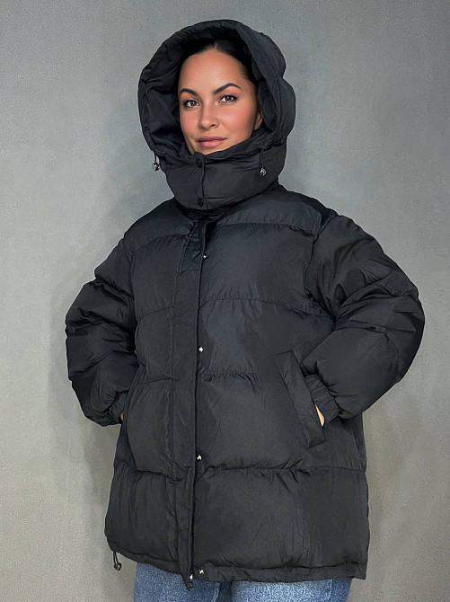 Куртка жіноча Lady Yep 10008 довга оверсайз пуффер з капюшоном чорна, чорний, 42 Київ - фото 20