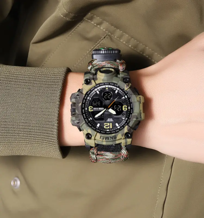 Годинник чоловічий спортивний Skmei 1155 B hamlet на паракордовому ремінці (Камуфляж) Київ