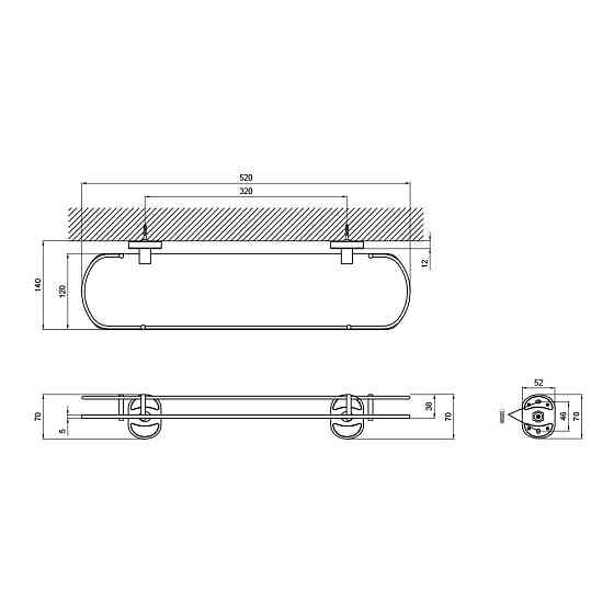 Полиця універсальна Lidz Oreo 0902 скляна (52*16 см) LDORE0902CRM22179 Chrome Київ