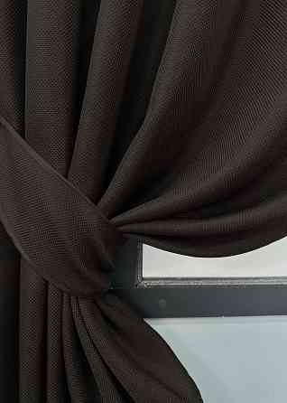 Комплект коротких штор VR-Textil Льон-блекаут № 1180ш Венге 130х170см 2 шт (35-0338) Київ