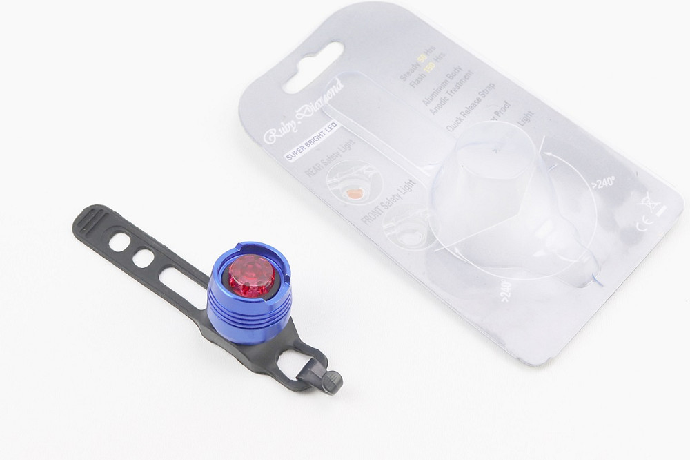 Ліхтар задній 1 діод алюмінієвий, синій (без батарейок) Київ - фото 1