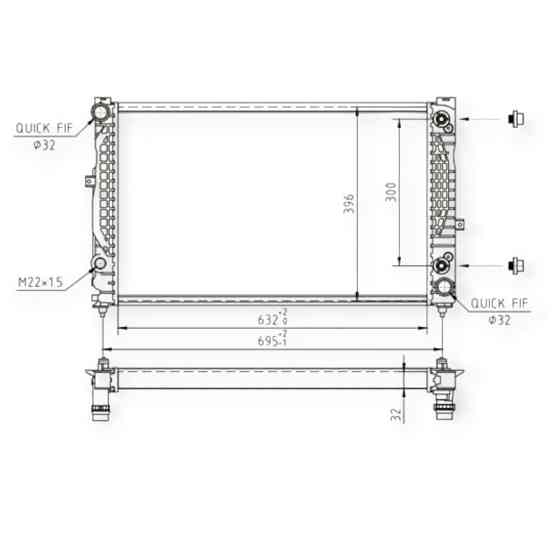 Радіатор охолодження двигуна автомобіль Ауді A4, A6, автомобіль Фольцваген Passat 2.5TDI (00-05) Мукачево