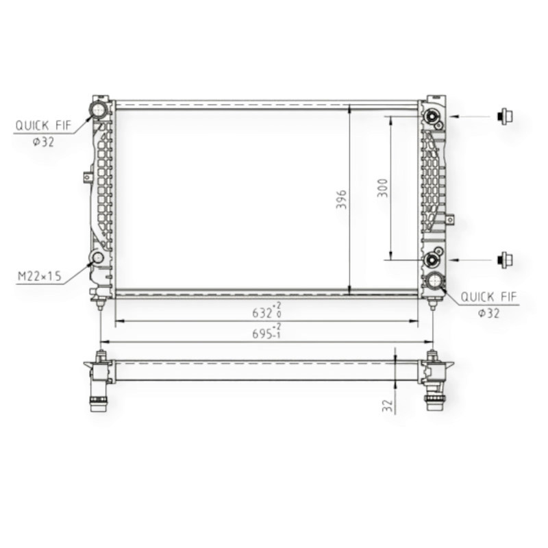 Радіатор охолодження двигуна автомобіль Ауді A4, A6, автомобіль Фольцваген Passat 2.5TDI (00-05) Мукачево - фото 1